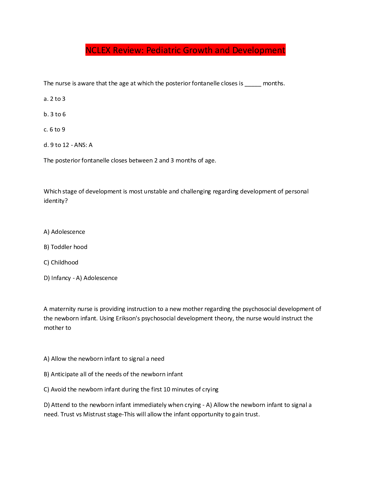 Preview image for NCLEX Review: Pediatric Growth and Development